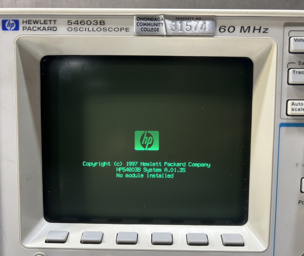 Used Surplus HP HEWLETT PACKARD 54603B OSCILLOSCOPE 60 MHz. Missing Handle