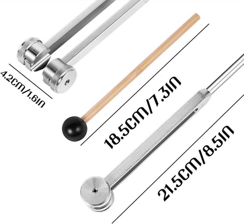 128Hz Tuning Fork Set with Reflex Hammer & Accessories for Sound Healing
