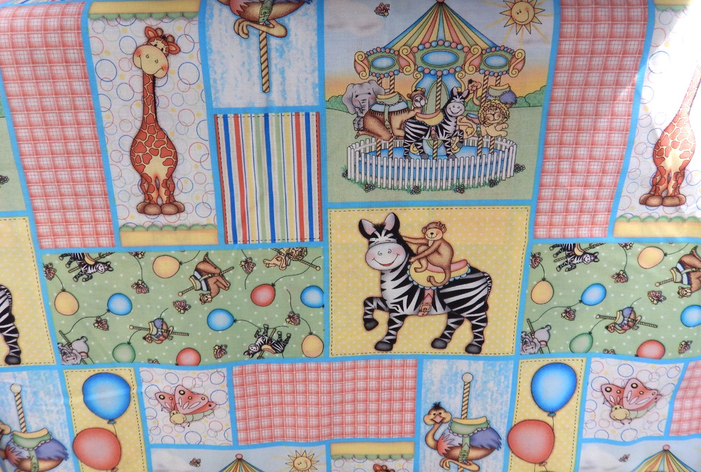 BTY  Bazoople Carousel Patch Print Cotton Fabric