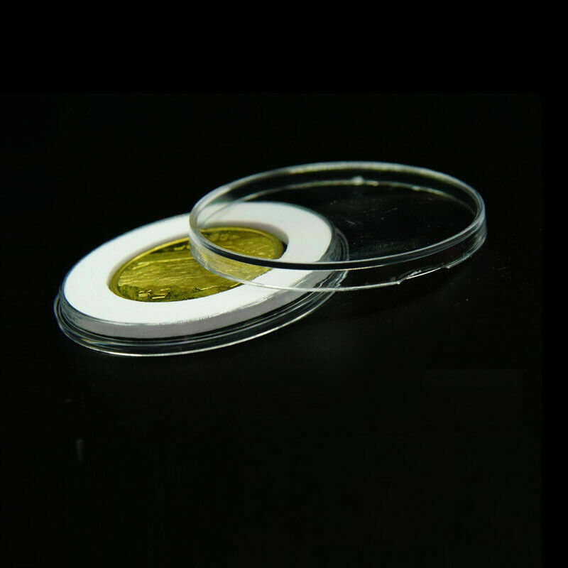 20Pcs 46mm Round Coin Capsules Plastic Holder Display Storage Box Case Container