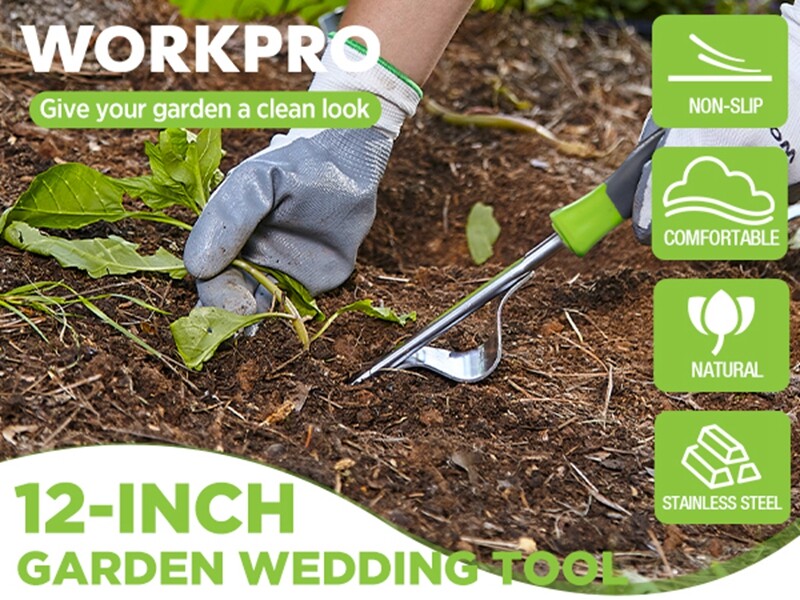 WORKPRO V-Shaped Weed Removal Tool Garden Deeper Root Digging Stainless Steel