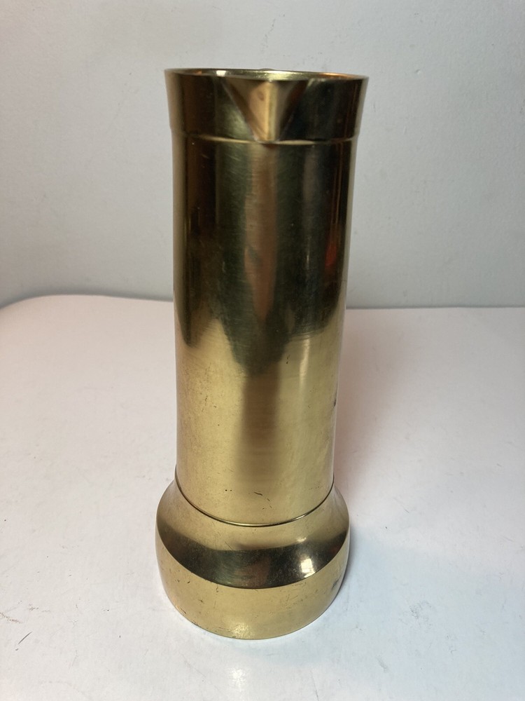 Vintage Solid Brass Pitcher Flower Pot Vase 7.75”
