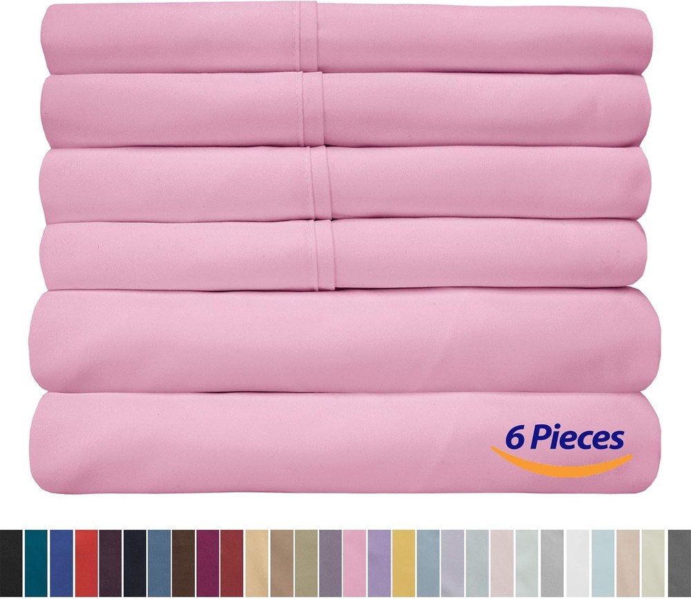 Queen Sheets Pink 6 Piece 1500 Supreme Collection Fine Brushed Microfiber Deep