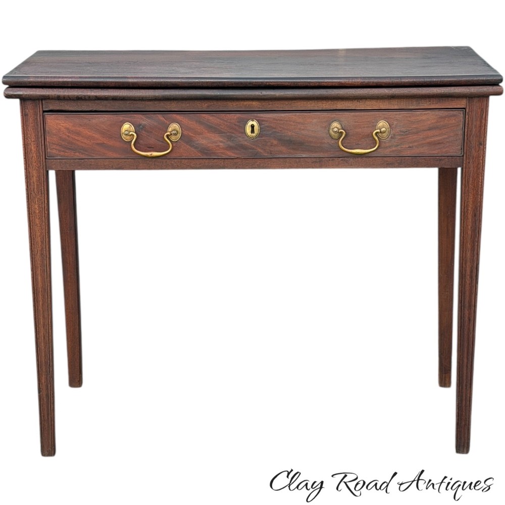 Antique Chippendale console card game table mahogany 1780 figured old surface