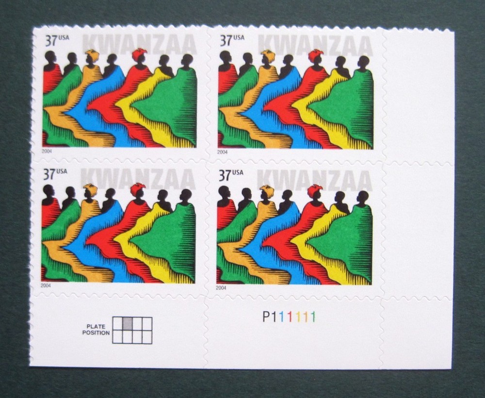 Sc # 3881 ~ Plate # Block ~ 37 cent Kwanzaa Issue (bi30)