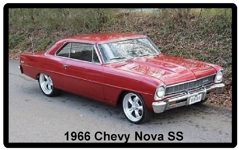 1966 Chevy Nova SS Red Refrigerator Magnet