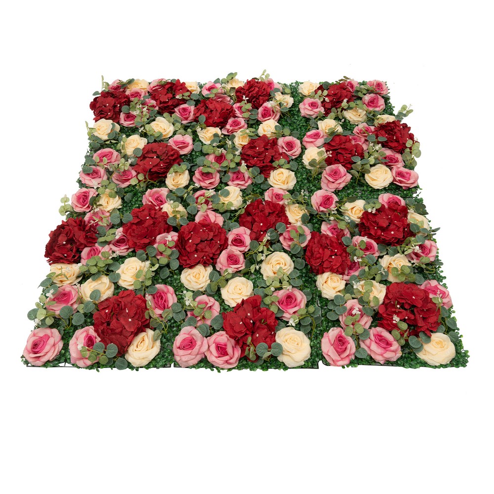 12* Rectangular Flower Walls Silk&Plastic Flower Wall Backdrop Artificial Decor
