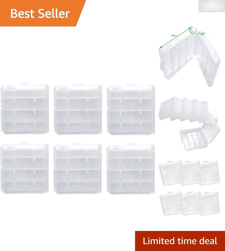 6-Pack Clear Battery Storage Case for AA/AAA - Organize & Protect Batteries
