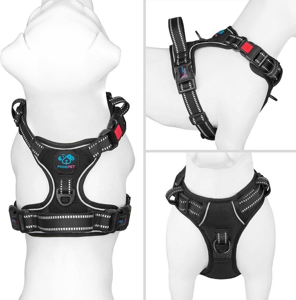 Comfortable No-Pull Dog Harness with Reflective Material & Handle - Small, Black