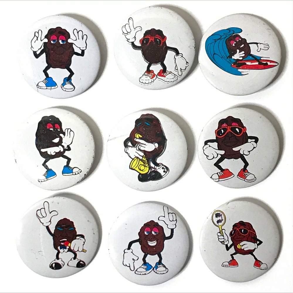 California Raisins Pinback Buttons 9 Pack