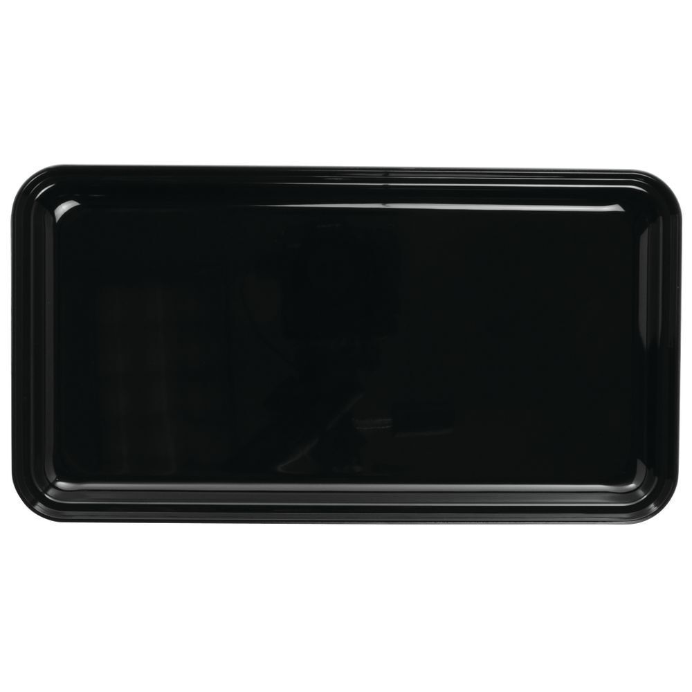 Delfin 15" x 8" x 1" Black Rectangular Market Tray