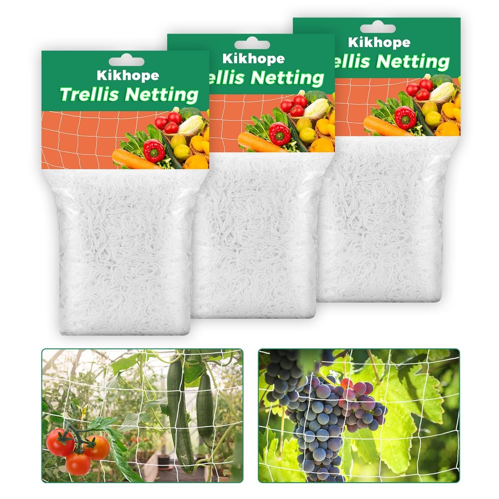 White 3 PCS 5x15 FT Heavy Duty Polyester Square Mesh Trellis Netting