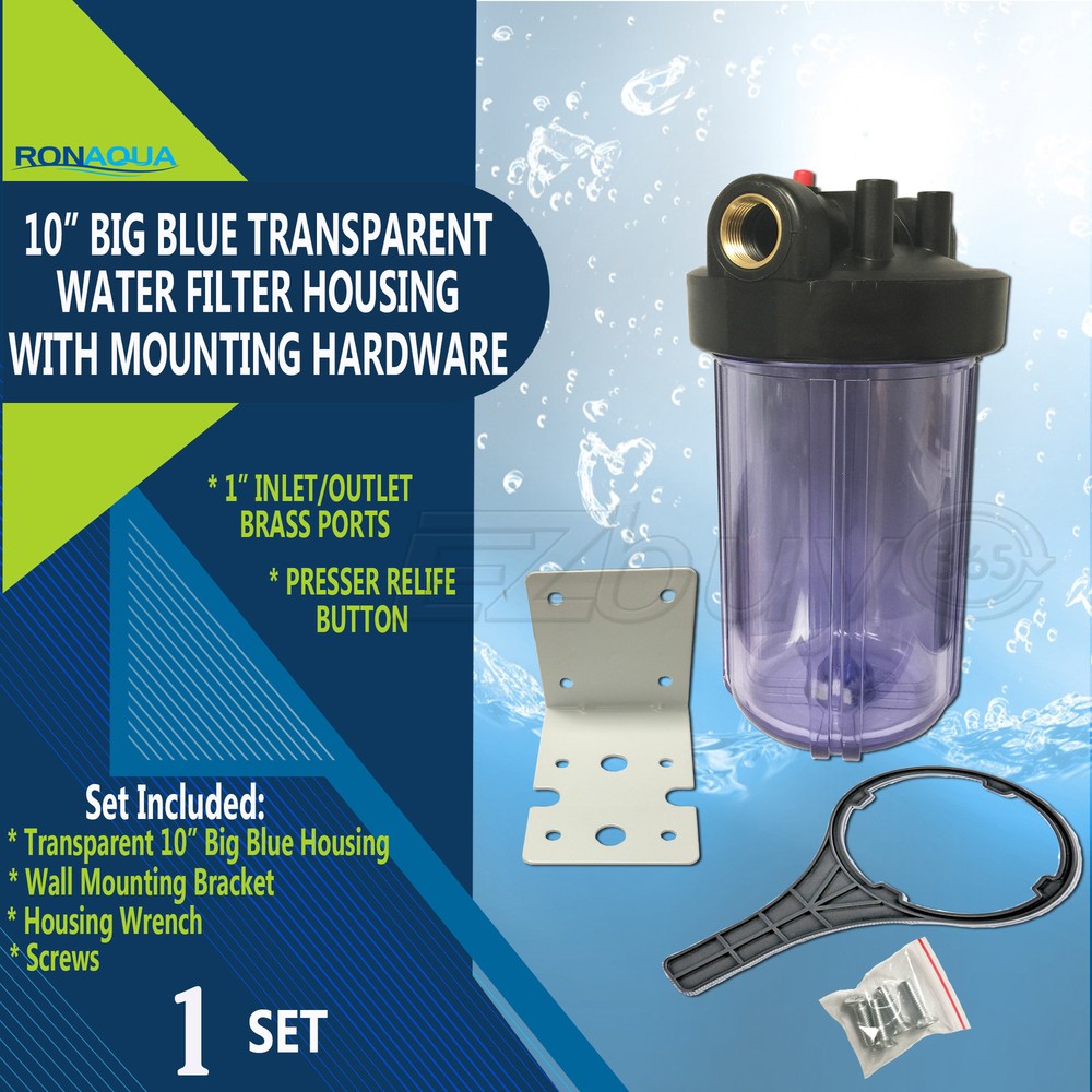 10" Transparent Big Blue Housings for Whole House Water Filtration System.