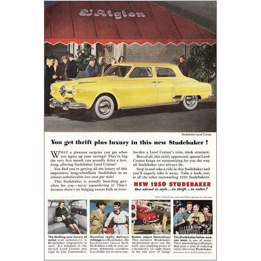 1950 Studebaker Land Cruiser: L'Aiglon Vintage Print Ad