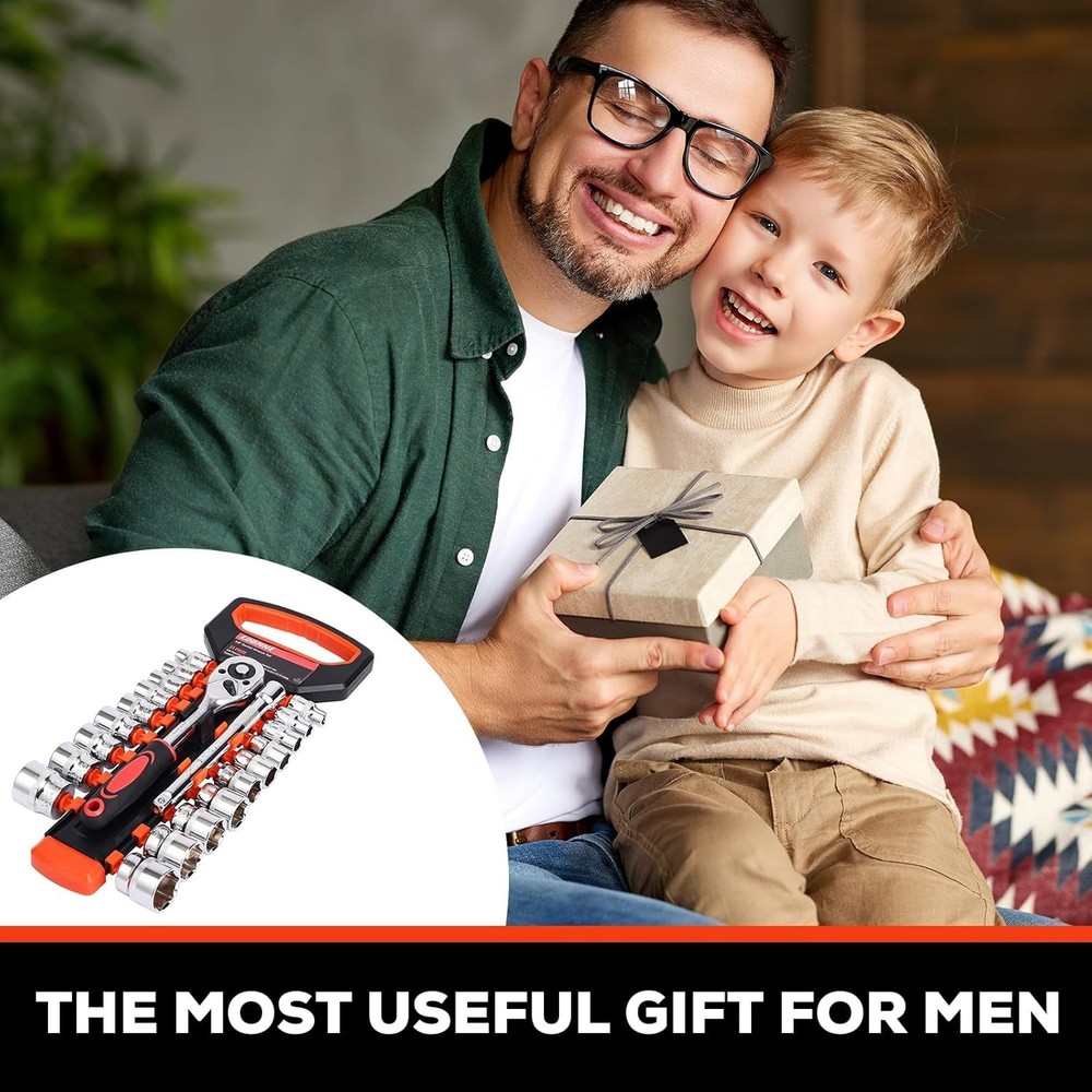 Professional 21pc Ratchet Socket Set with Quick-Release Handle and Extensions