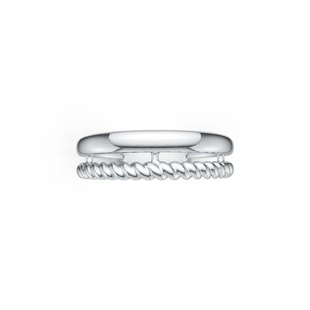 Sterling Silver Ring Double Band Twisted Rope Theme