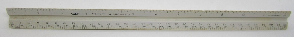 Alvin No. 110P Precise Triangle Architect Drafting Scale Ruler West Germany 12".