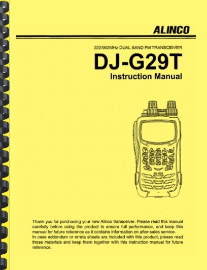 Alinco DJ-G29T USER'S MANUAL