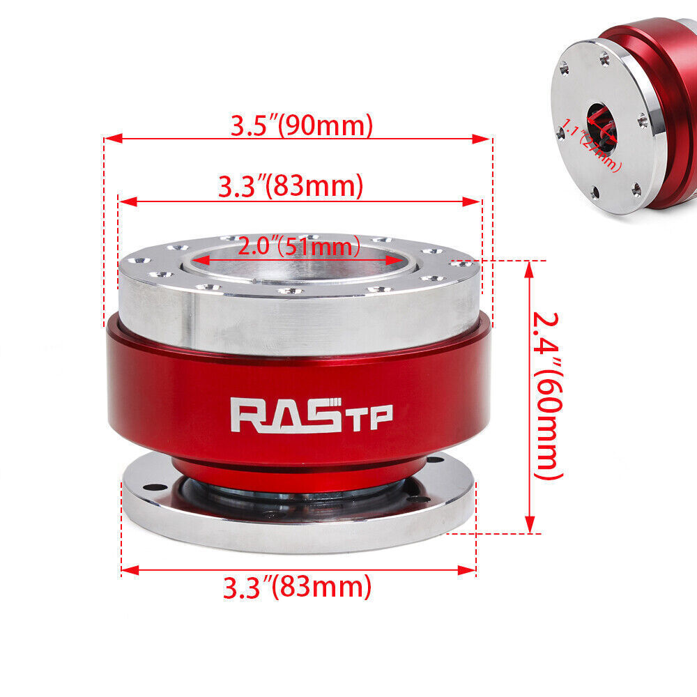 12.5" Universal Red D Shape Racing Steering Wheel w/ Quick Release Adapter Kit