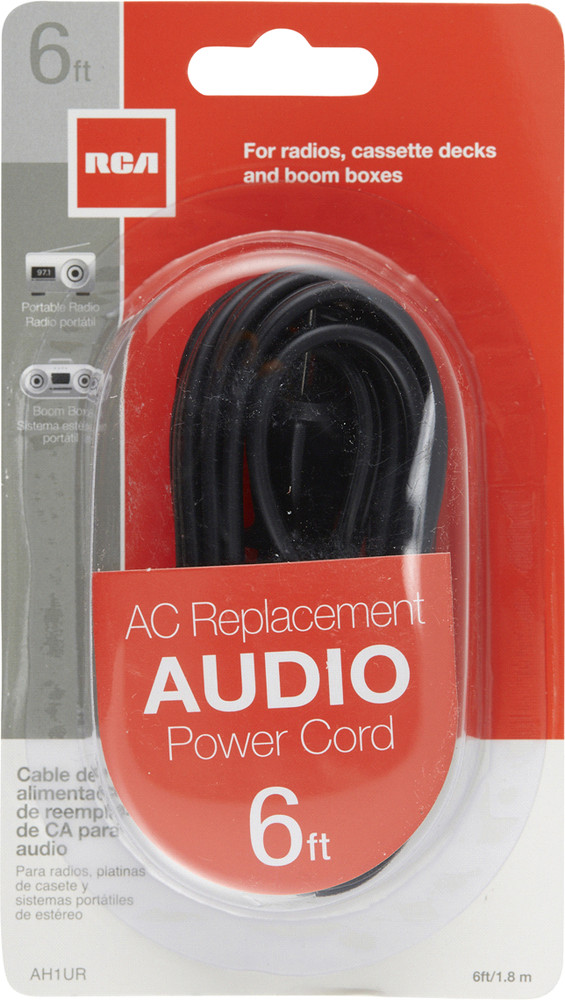 RCA 6ft Universal AC Replacement Power Cord for Radios Cassette Decks Boom Boxes