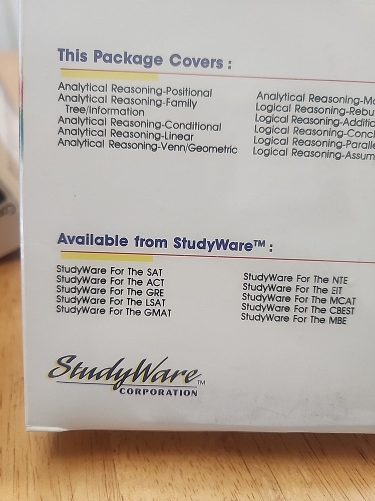 Vintage Cliff Notes LSAT Prep Guide Study Ware Computer Software For IBM PC, XT
