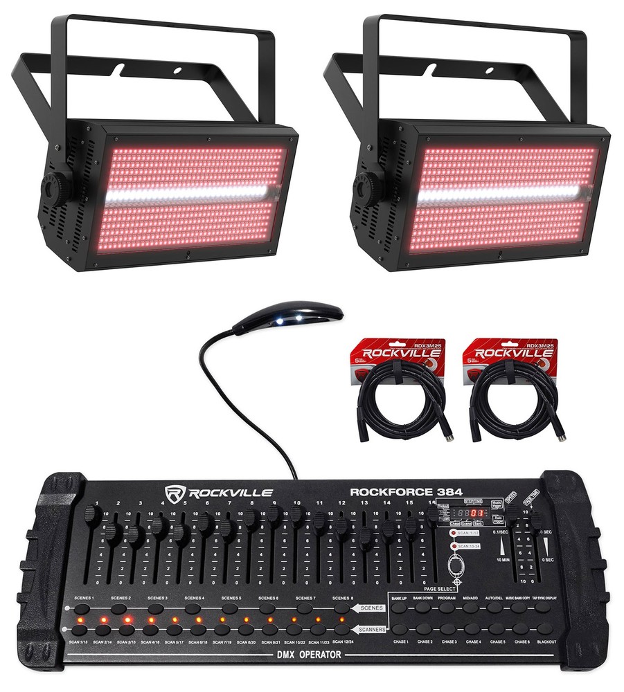 (2) Chauvet DJ Shocker Panel FX Blinder/Eye Candy Effect Lights+DMX Controller