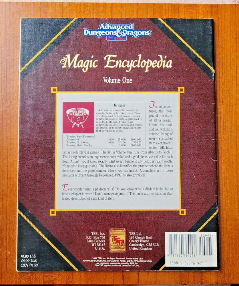 Magic Encyclopedia Volume One - AD&D 2nd Edition - TSR - 9293