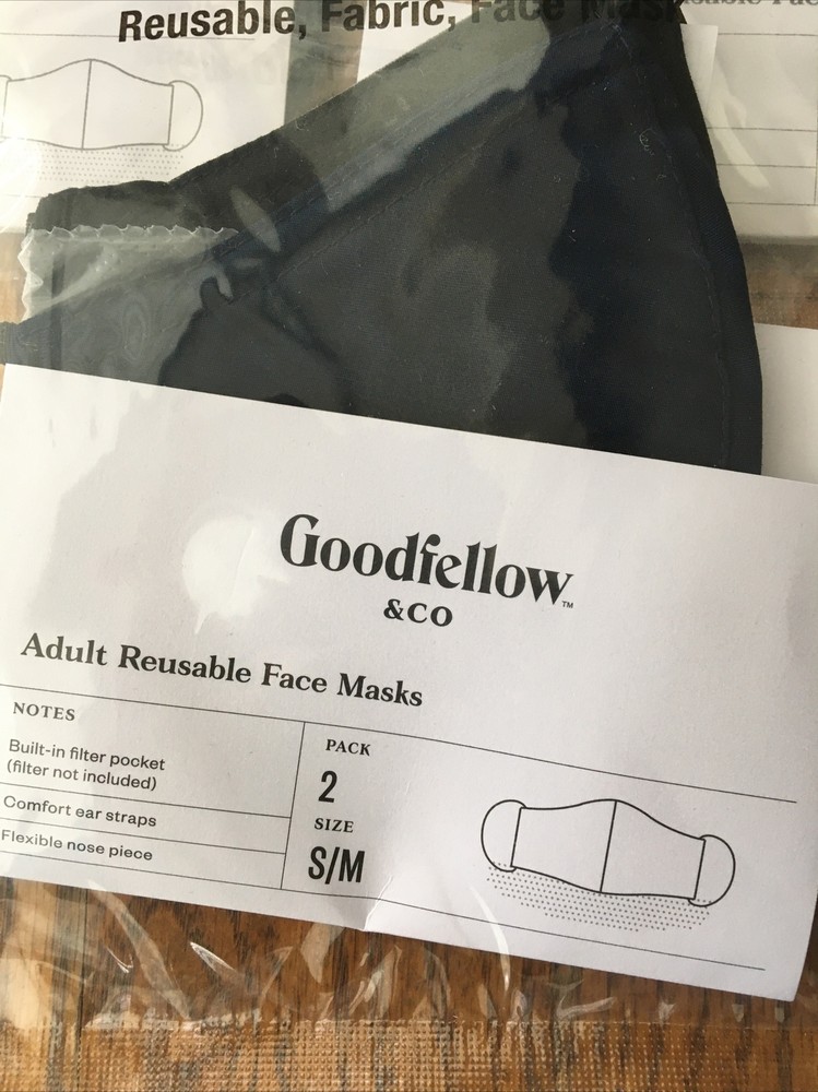 3 Pack GoodFellow Small Medium 2 Pack Fabric Face Covers Navy Blue & Black