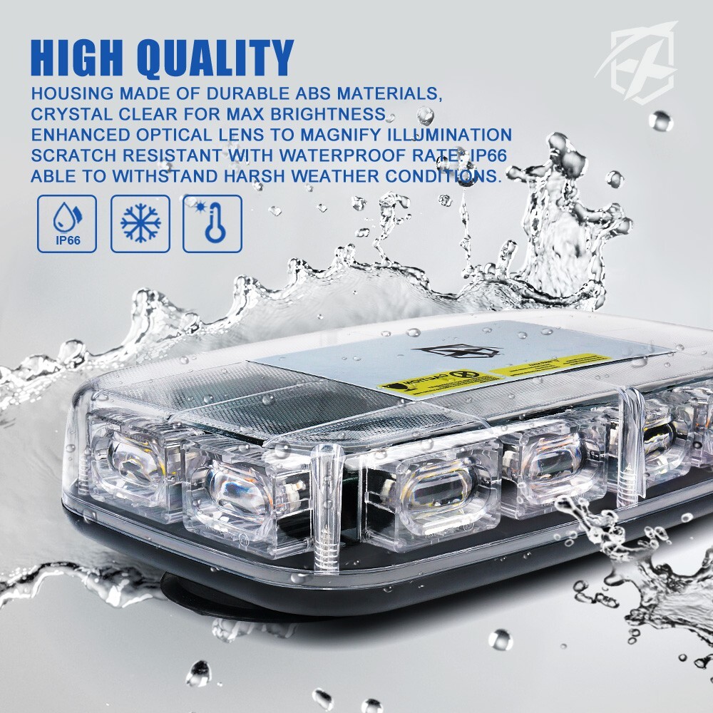 Xprite 72 LED Strobe Beacon Light Rooftop Emergency Warning Hazard White Amber M