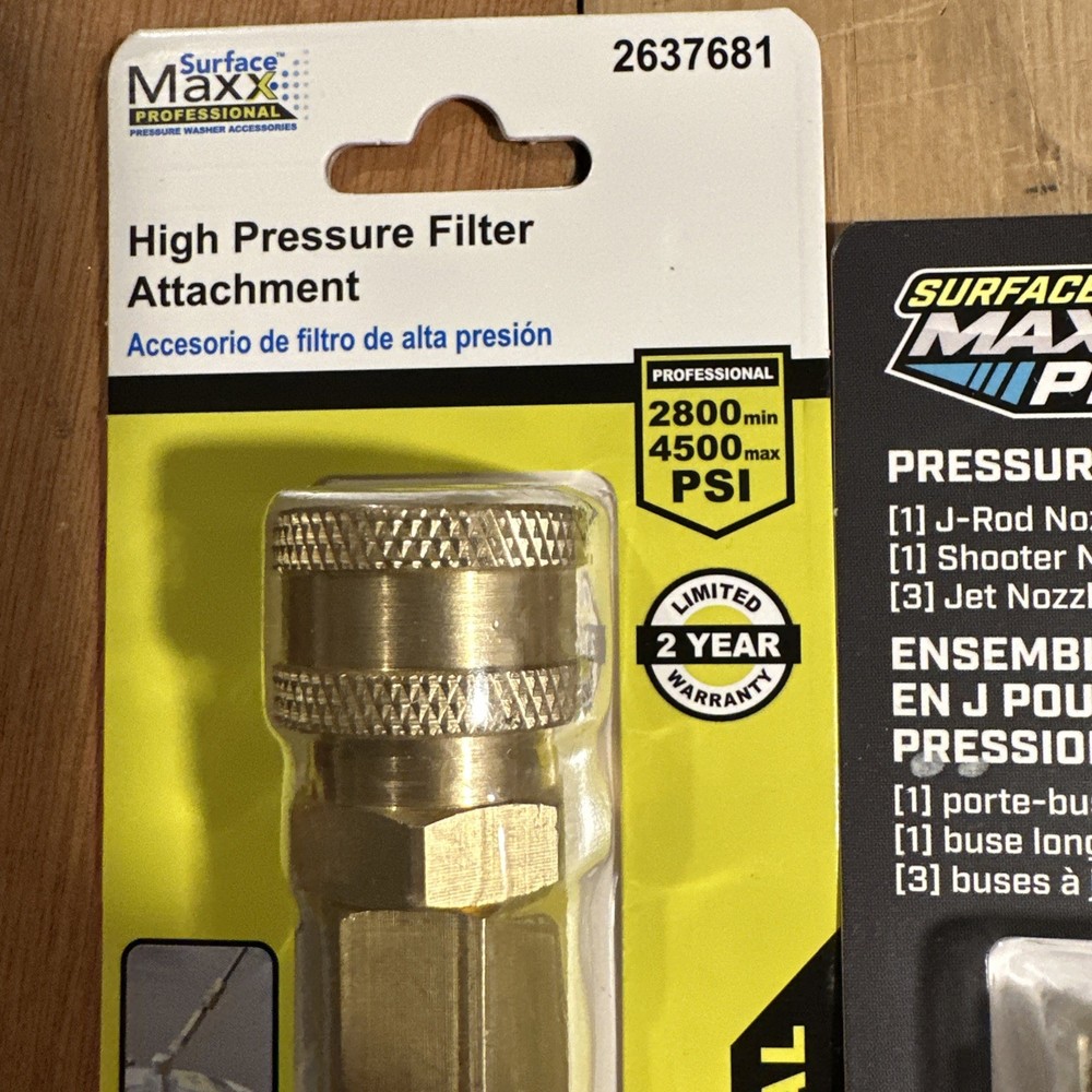 Surface Maxx Pro Pressure Washer J-Rod Kit & high press filter NEW! (261)