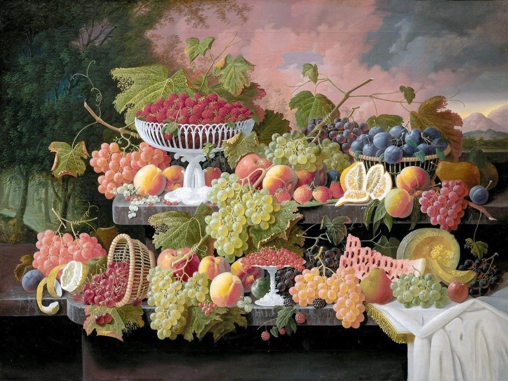 Fruit Sunset grapes by S. Roesen Tile Mural Kitchen Wall Backsplash Ceramic 10x8