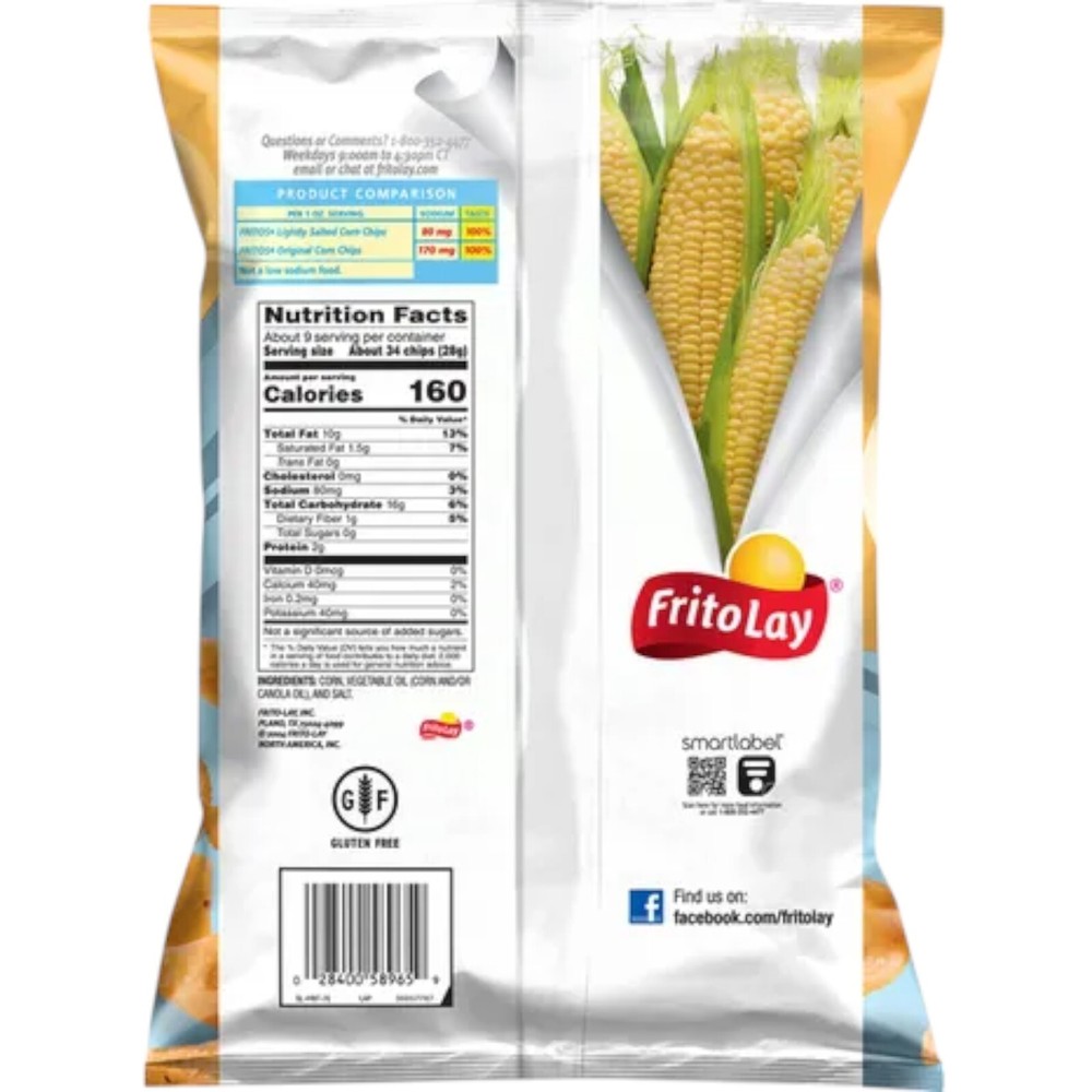 Fritos Lightly Salted Corn Chips 9.25oz 4 Bags