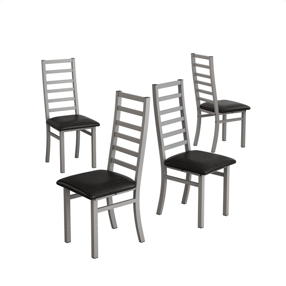 Retro rectangular stretched metal dining table and chairs, combination set Grey