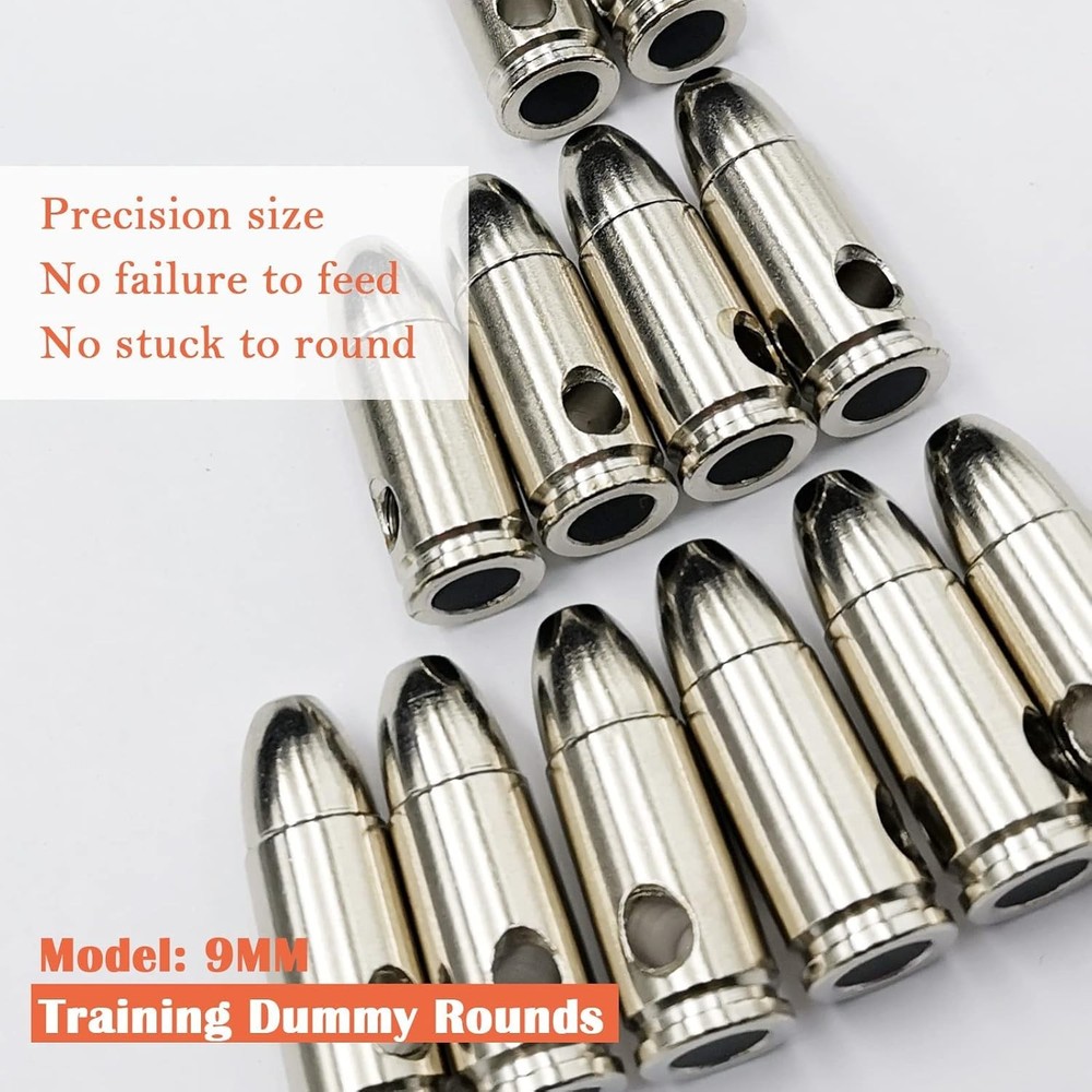 Shiny Silver 9mm Training Rounds - 12 Pack for Classroom and Reloading Exercises