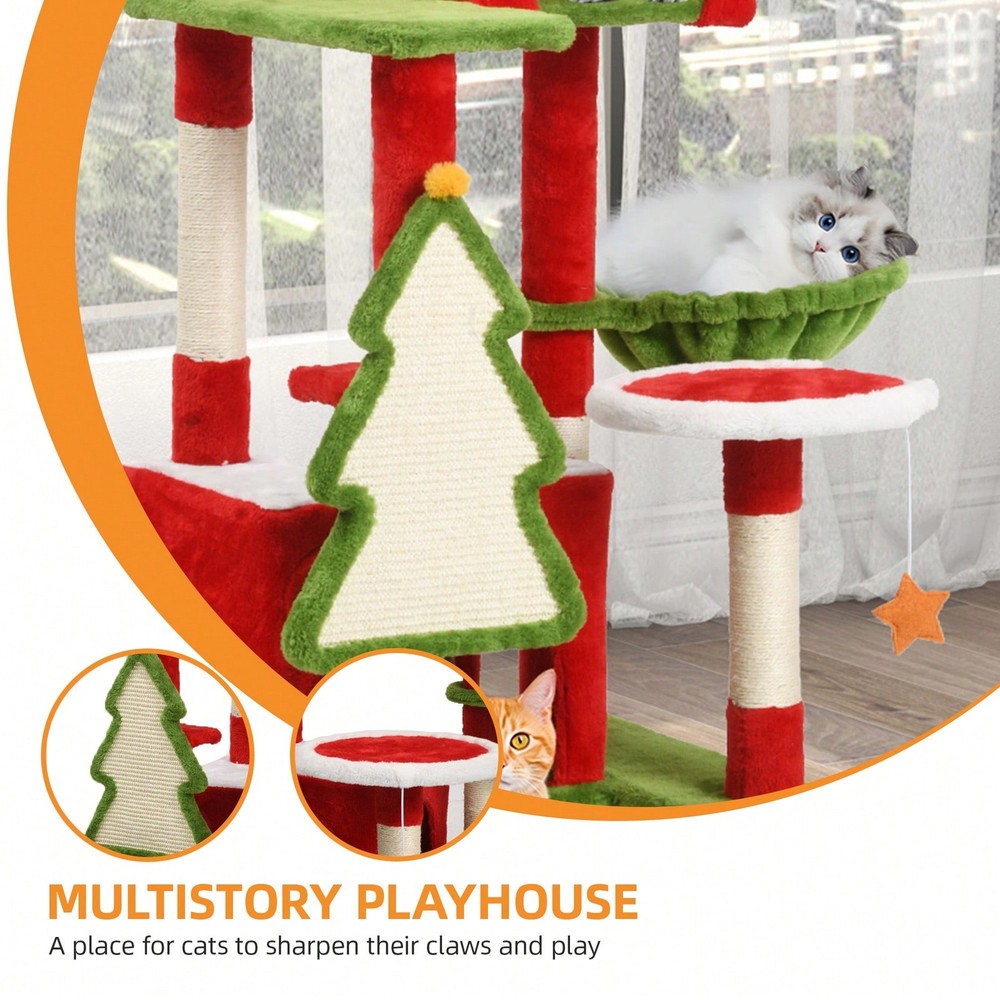 75" Cat Tree Tower Condo,Multi-Level Christmas Decor Cat Climbing Tower With Top