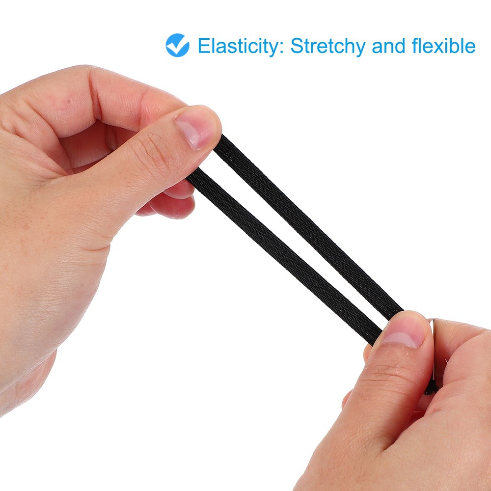 50 Pcs 10 Inch Elastic Barbed Cord 6 mm Loop Stretch Flat String Black