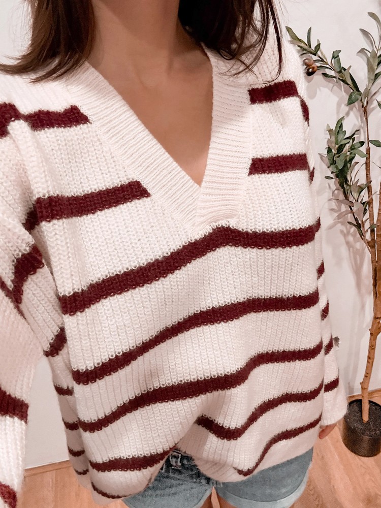 Burgundy Stripe Sweater