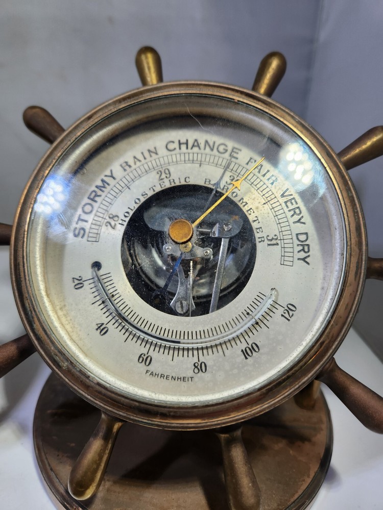 Chelsea Brass Ship Clock and Barometer Clock Set , Clock is Working