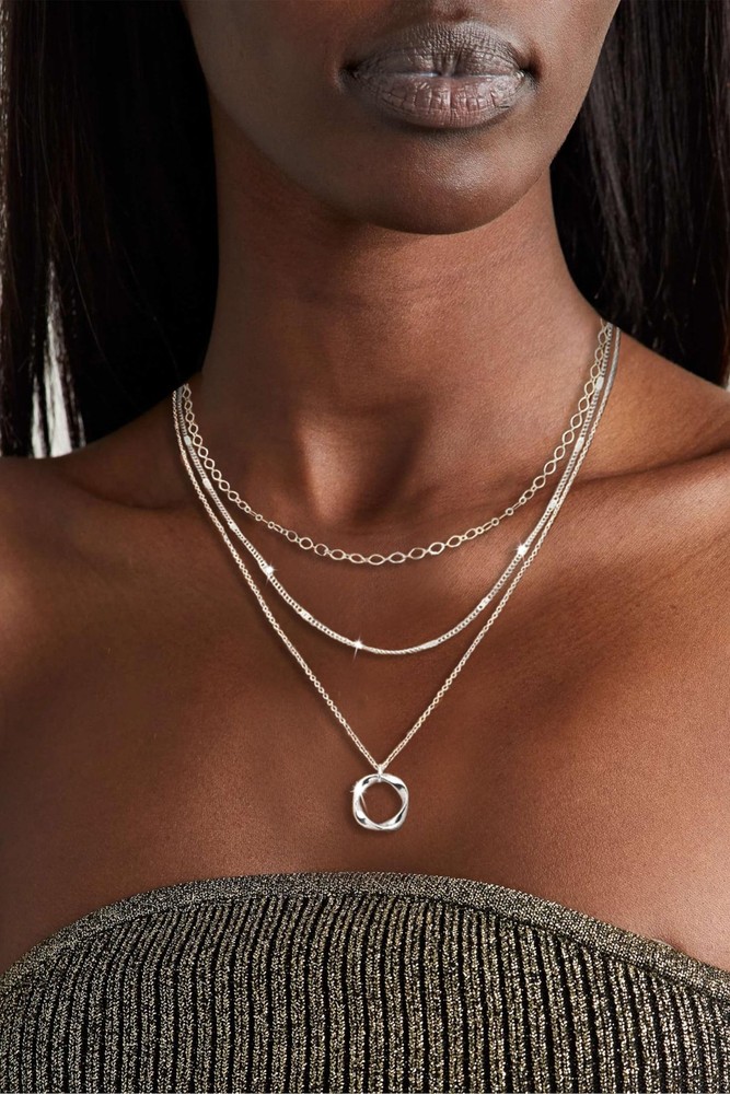 Cuzmly Layered Silver Necklaces for Women, Sterling Silver Stackable Stack Ch...