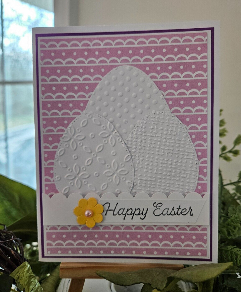 STAMPIN UP CARD KIT -EGG HAPPY EASTER Makes 4 - Set #26.127
