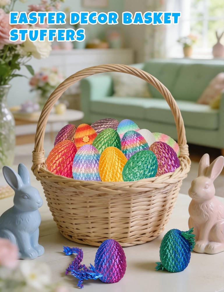 4Pcs 3D Printed Dragon Eggs with Inside 3 inches, Multicolor2-4pcs