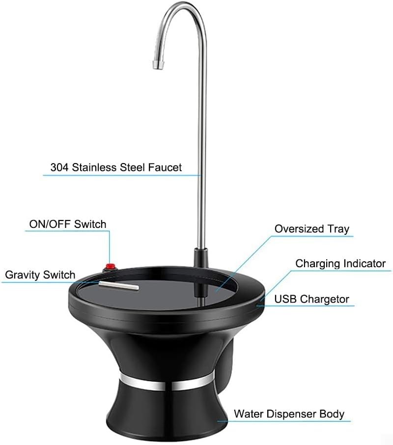 Drinking Water Dispenser Pump, Automatic Electric Drinking Water Bottle Black