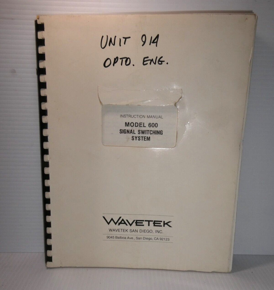 Wavetek 600 Signal Switching System Instruction Manual