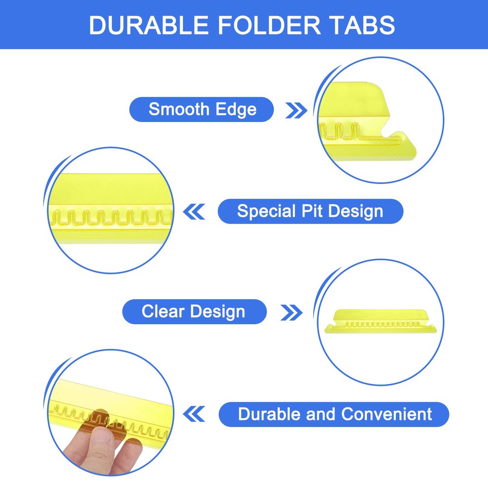 Hanging File Folder Tabs, 4 Inch File Folder Tabs and Inserts, Yellow, 100 Pcs