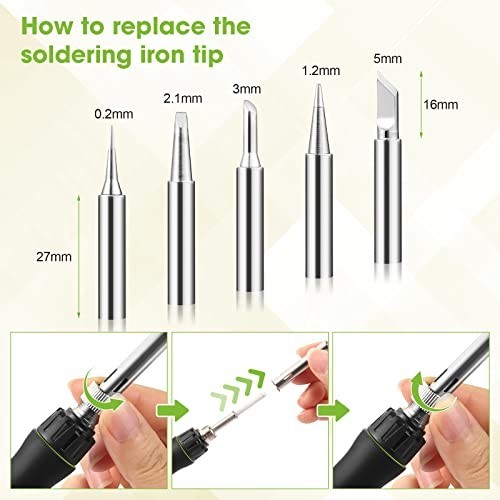 100W LED Digital Soldering Iron Kit Adjustable Temp with Tips & Accessories