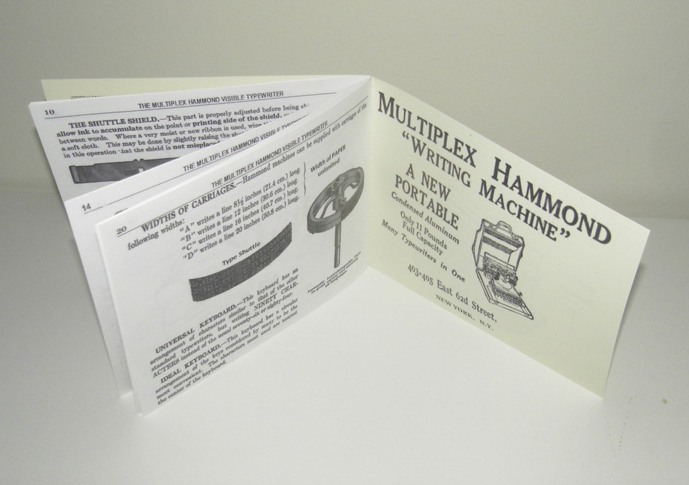 Hammond Multiplex Typewriter Ideal & Universal Instruction Manual Reproduction