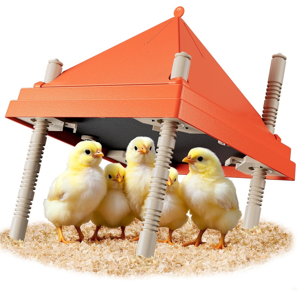 Chick Brooder Heating Plate 10" x 10" with Anti-Roosting Cone, Stepless Adjus...