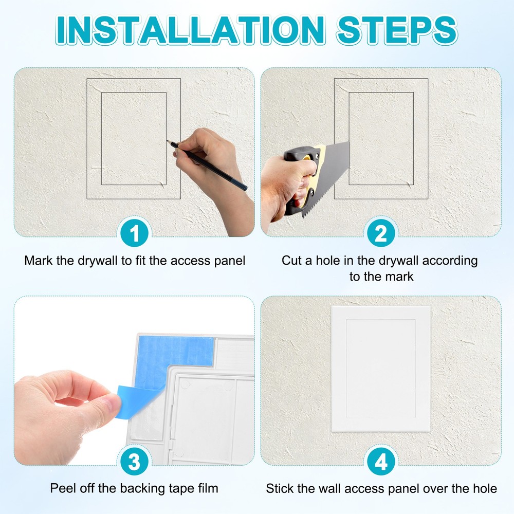 1-Pack Access Panel for Drywall, 7x5" Plastic Removable [White, Rectangle]
