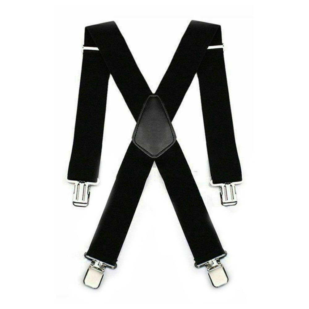 Unisex General Pants Cross X Shape Suspender Strap Leather Crosspatch