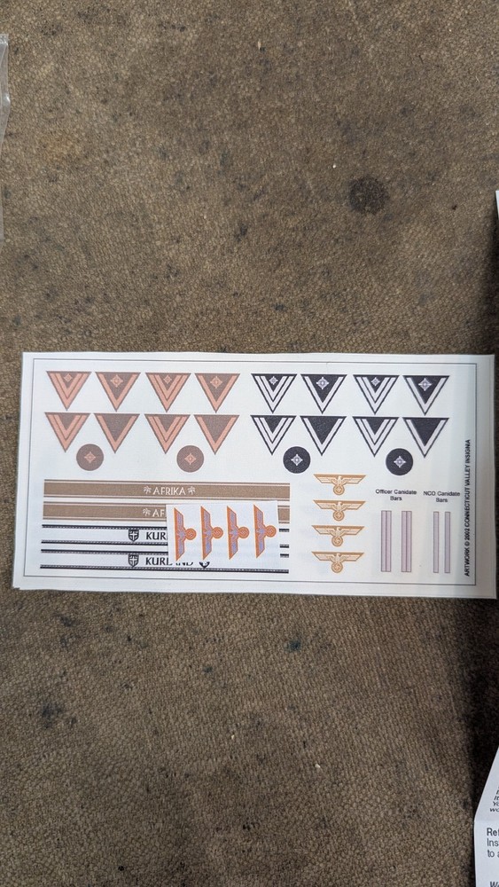 Instruction Manual, German Army 1/6th Scale uniform Decals